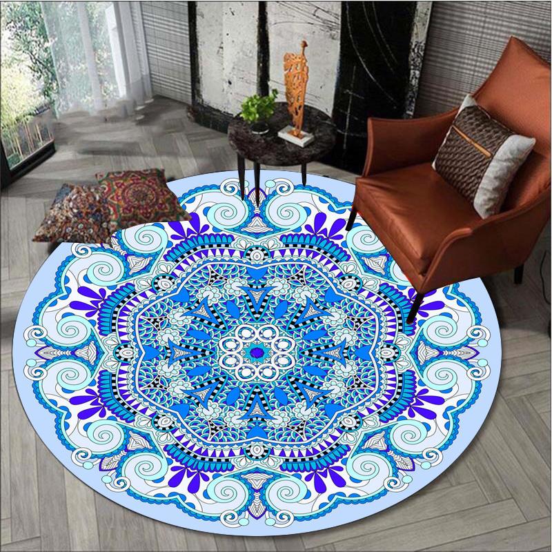 Ретро Мандала круглый ковер для гостиной скандинавский напольный коврик для детской комнаты противоскользящий коврик для компьютерного кресла коврик для спальни домашний декор