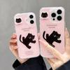 Роскошный противоударный чехол для телефона для iPhone 11 Funda iPhone 13 15 14 16 Pro Max 12 13promax 14promax Жесткий пластик IMD Милый чехол с кошкой