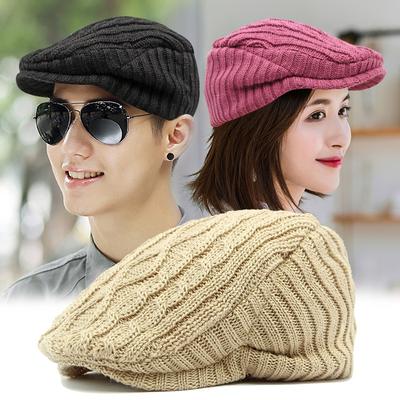 Вязаная шерстяная шапка Британская шапка-федора Женская универсальная шапка-федора Защита ушей Флисовая теплая мужская шапка Осень и зима
