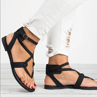 Большого размера пляжные сандалии на плоской подошве женские весенне-летние новые с пряжкой с рыбьим носком женские сандалии