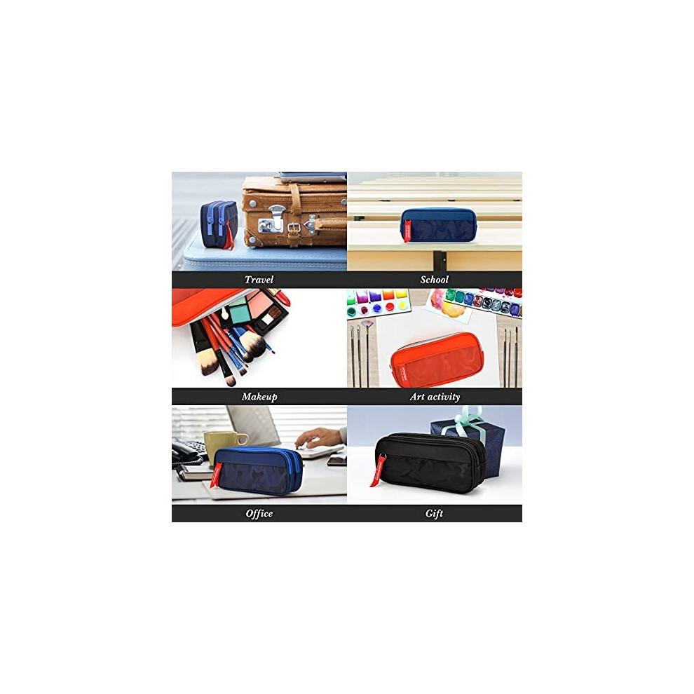 Large Capacity Pencil Case for Boys and Girls Lightweight Waterproof Triple Pocket Pencil Cases Camo Black