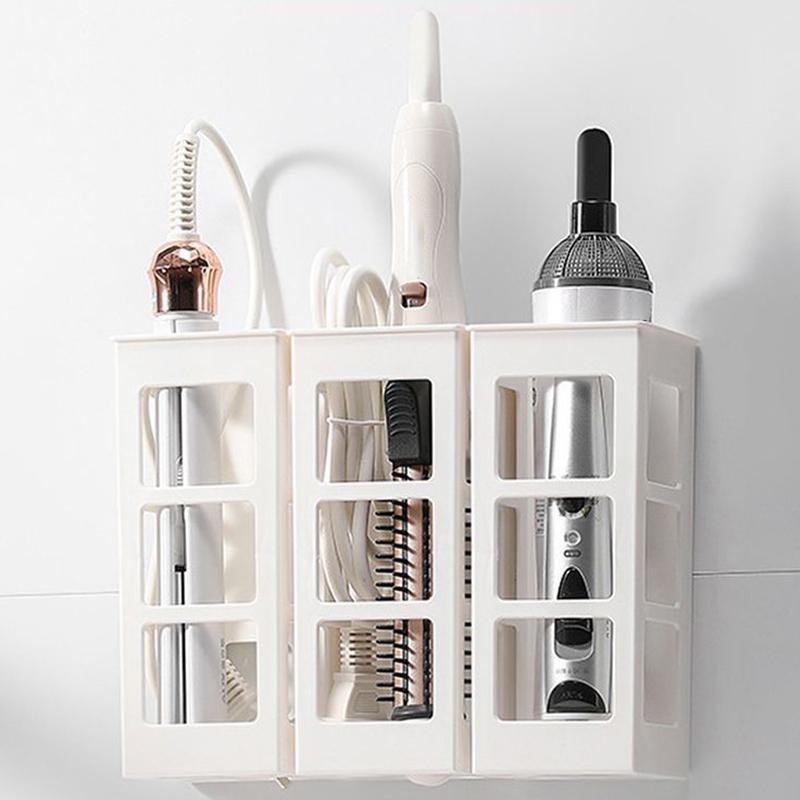 Wall mounted Bathroom Hair Dryer Holder Storage Box Hanging Rack Curling Plastic Shelf Bathroom Organizer Storage Rack