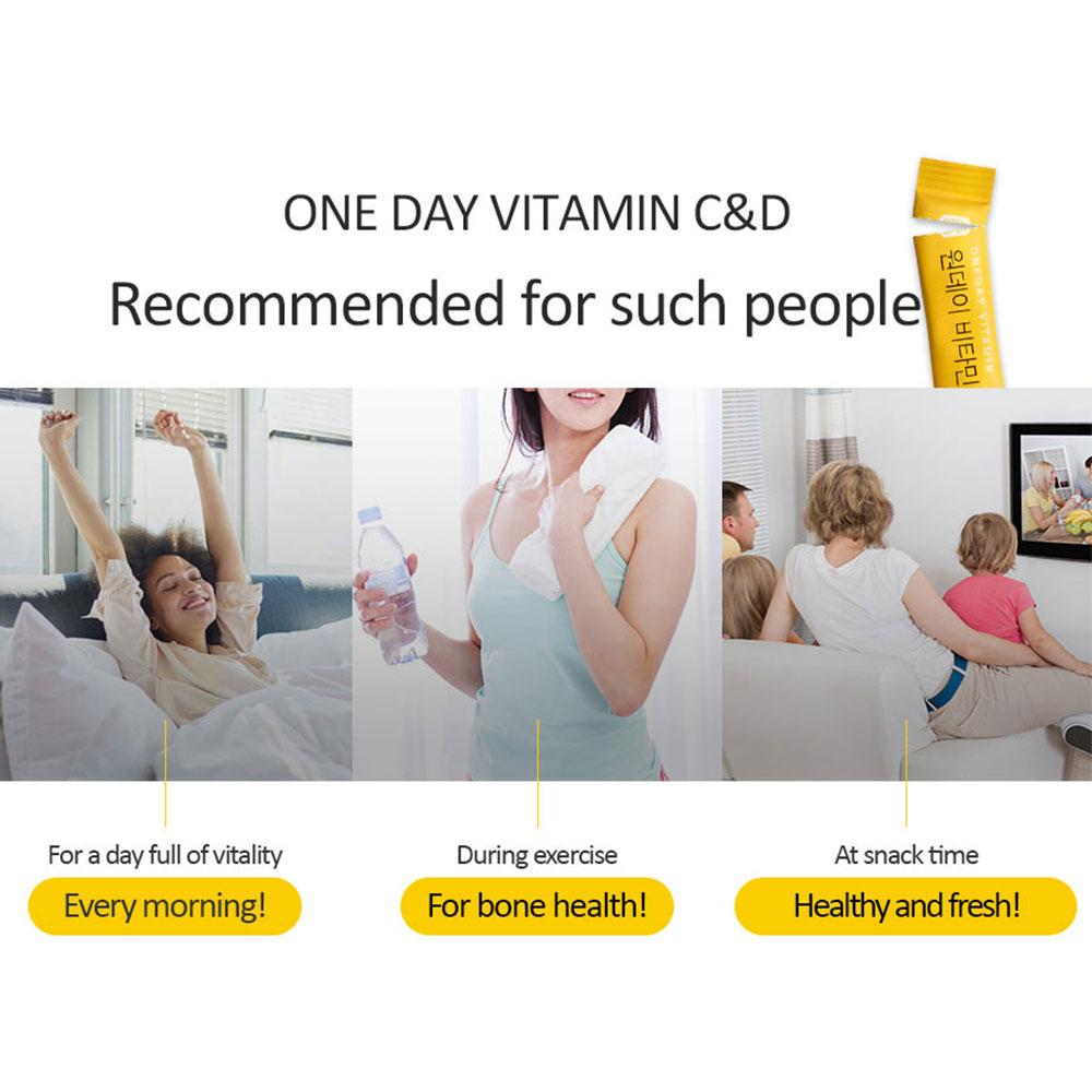 HURUM OneDay Vitamin C+D Здоровье клеток Здоровье костей Необходимый витамин C, витамин D [Упаковка BOX 2g x 100ea] [Mini Pack 2g X 10ea] Корейский витамин