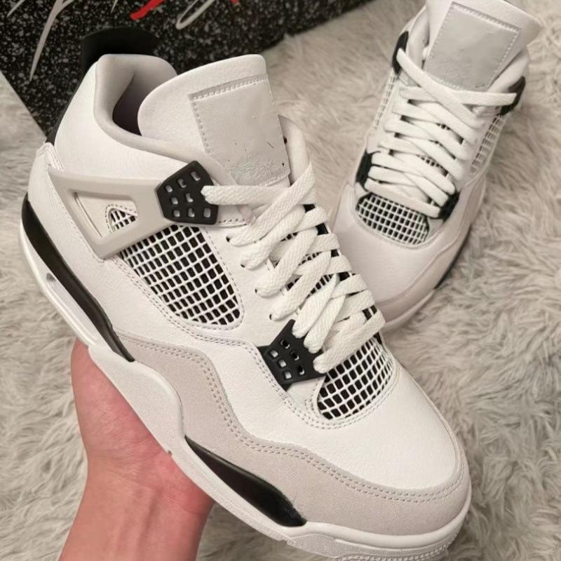 Оригинальные баскетбольные кроссовки AJ4 с кожаным покрытием под личи - Высокие, универсальные повседневные спортивные кроссовки