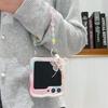 Чехол для телефона с ремешком-бусиной на запястье для Samsung Galaxy Z Flip 5 4 3 Flip5 Flip4 Flip3 5G, красочный блестящий чехол с узором бабочки