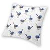 Blue Wrens Scattered On White Square Pillowcase Polyester Linen Velvet Pattern Zip Decor Pillow Case Room Cushion Cover