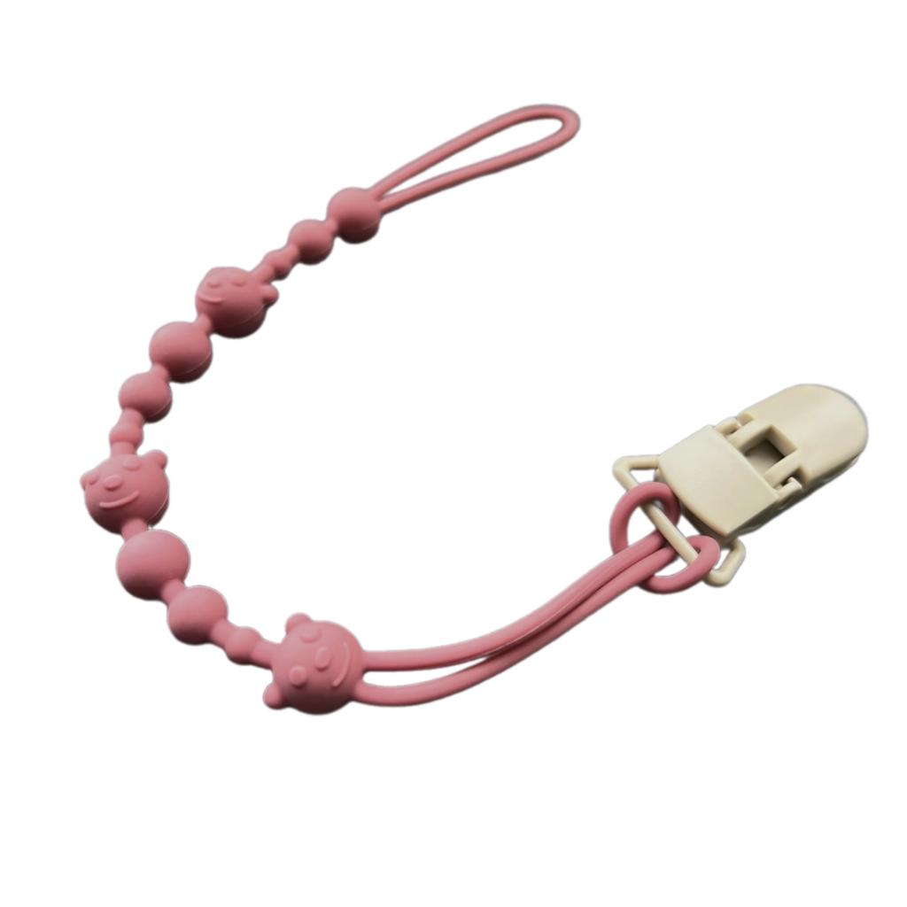 Practical Silicone Pacifier Chain Bear Pattern Pacifier Clip Food Grade Silicone Baby Pacifier Clip for Teething Infants