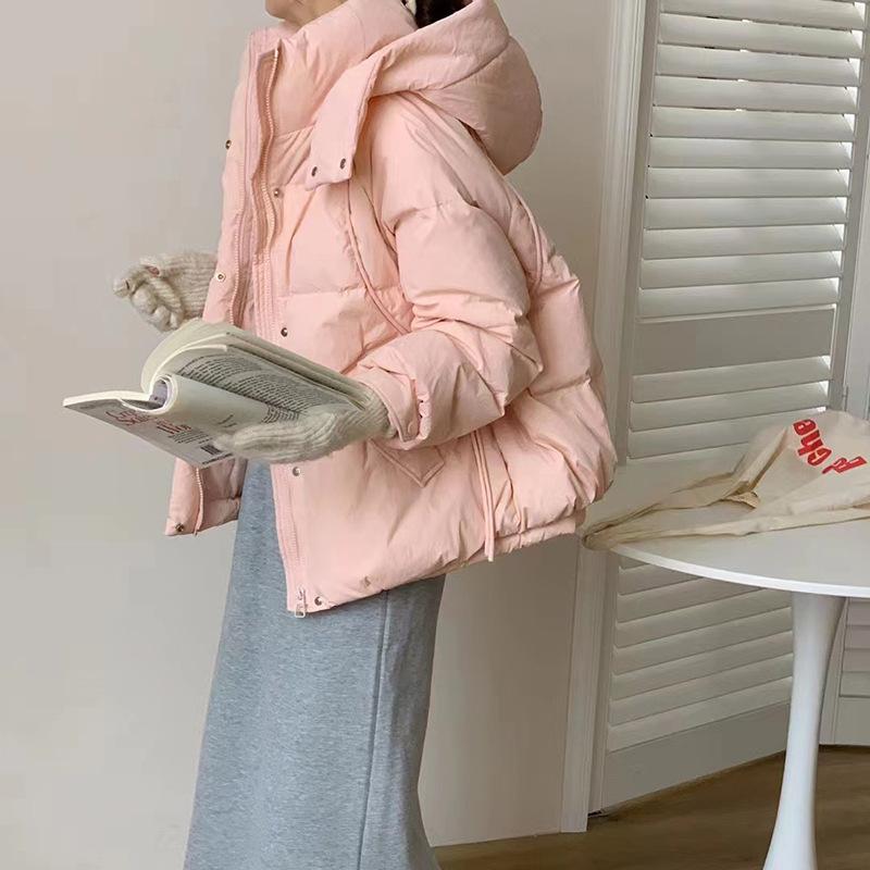 Женская куртка-пуховик с капюшоном, зима 2024, новая модная теплая белая куртка-пуховик на утином пуху