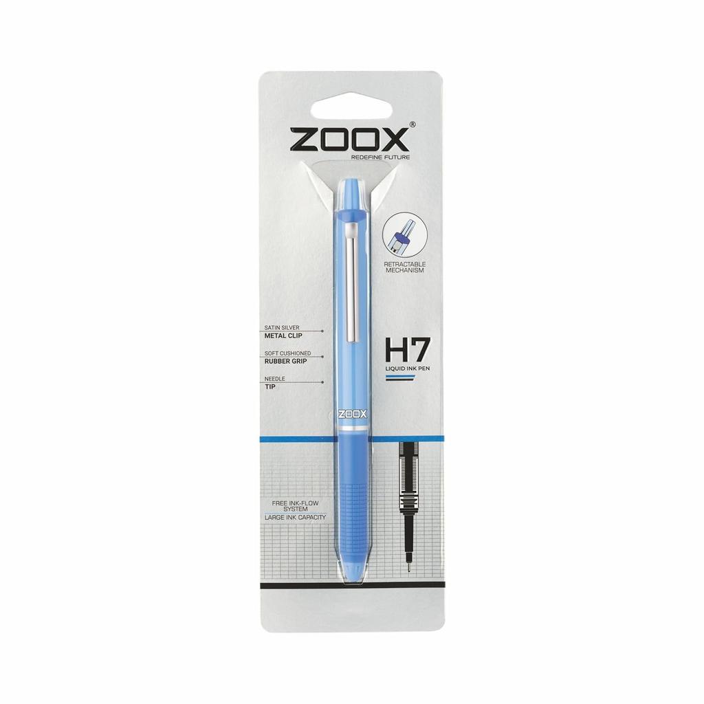 Flair Zoox H7 Liquid Ink Retractable Roller Pen Pack Of 2 Blue Ink 0.5 mm Soft Grip For Office School Writing Use