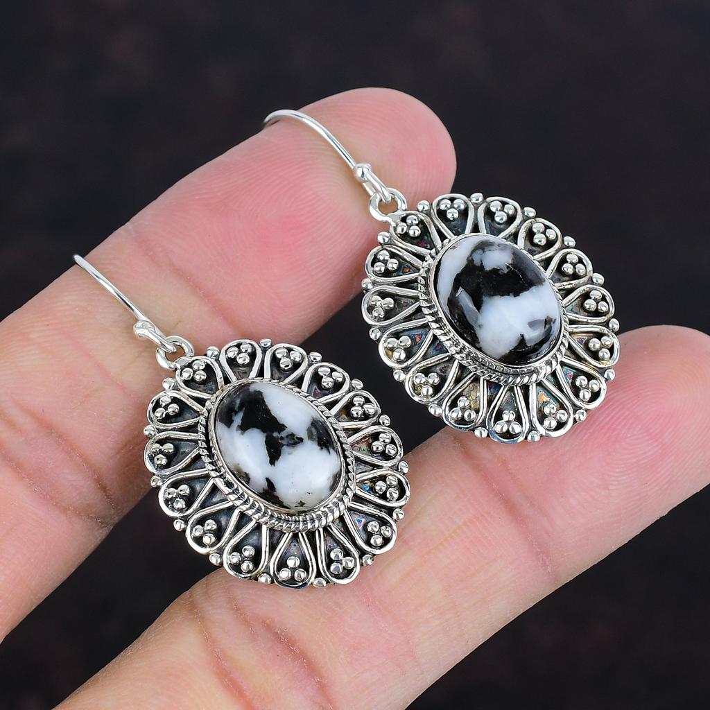 Серьга с белой бирюзой, драгоценный камень, серьги ручной работы, серьга из стерлингового серебра 925 пробы, винтажные украшения, серьга с камнем рождения, подарки на годовщину