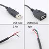 5pcs/lot 2pin/4Pin USB 2.0 Power Supply Cable Female Male Wire Jack Charging Extension Connector Wire 5V 30cm