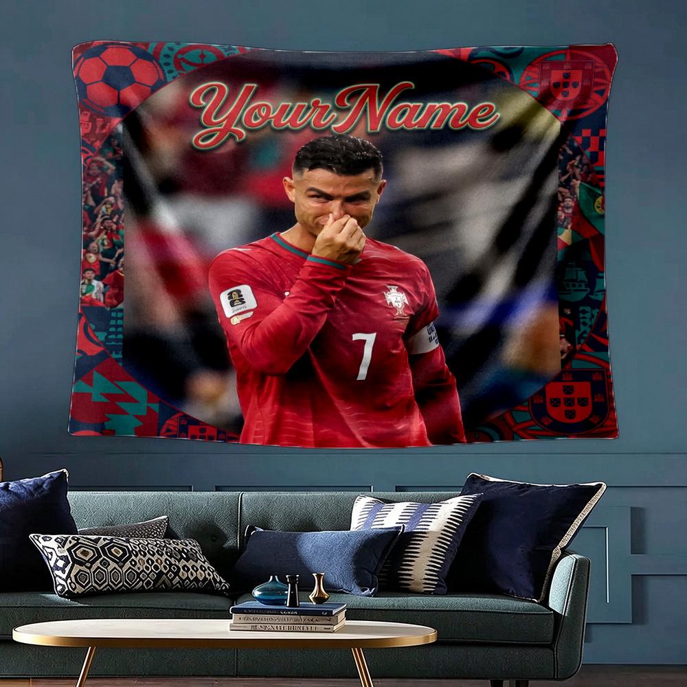 Cristiano Ronaldo Custom Your Name Wall Decor Tapestry Art For Pet Memorial Birthday Wedding Party Backdrop Family Gift