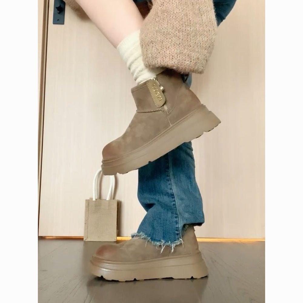 Меховые зимние новые нескользящие бархатные хлебные утолщенные теплые короткие ботинки теплая модная хлопковая обувь