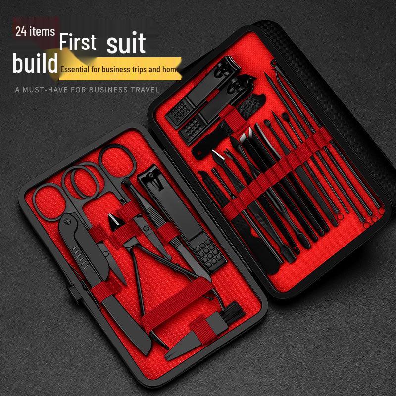 Набор из 24 предметов для маникюра и педикюра из нержавеющей стали Spot Black