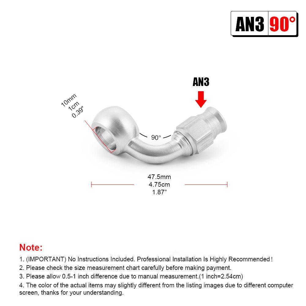 Stainless Steel AN3 to M10x1 Banjo Bolt Fitting For Motorcycle Motor Bike Scooter Hydraulic Brake Hose Line