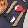 Planing Axe Type Stainless Steel Pizza Cut Oak Handle Pizza Knife Single Wheel Pizza Medium Baking Gadget Axe Pizza Knife