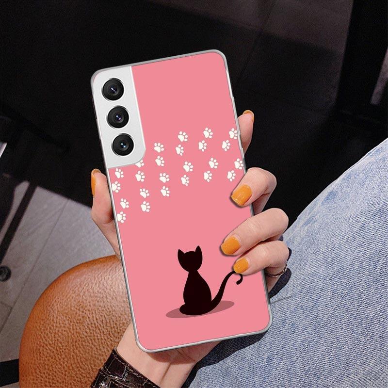 Cat Footprint Funny Paw Cute Phone Case For Samsung Galaxy S24 S25 Edge S26 Ultra S23 S22 S21 Plus S20 FE + Personalized Print C