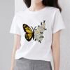 Модная женская футболка классического цвета с принтом бабочки, универсальная повседневная удобная футболка с круглым вырезом для пригородных поездок
