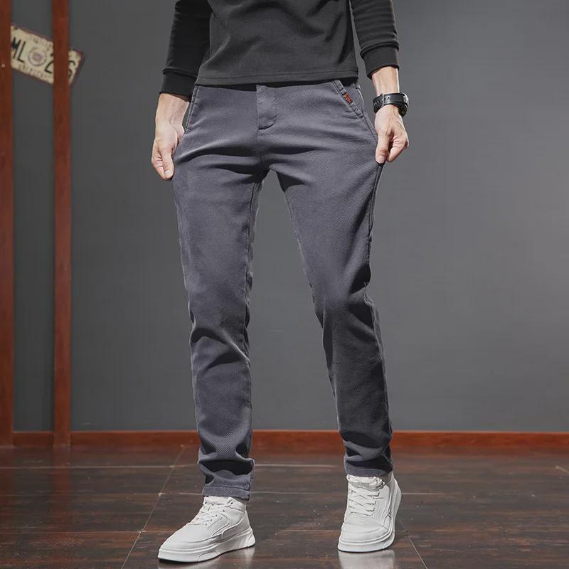 Мужские универсальные узкие эластичные джинсы — модные, удобные, мягкие, прямого кроя с добавлением бархата