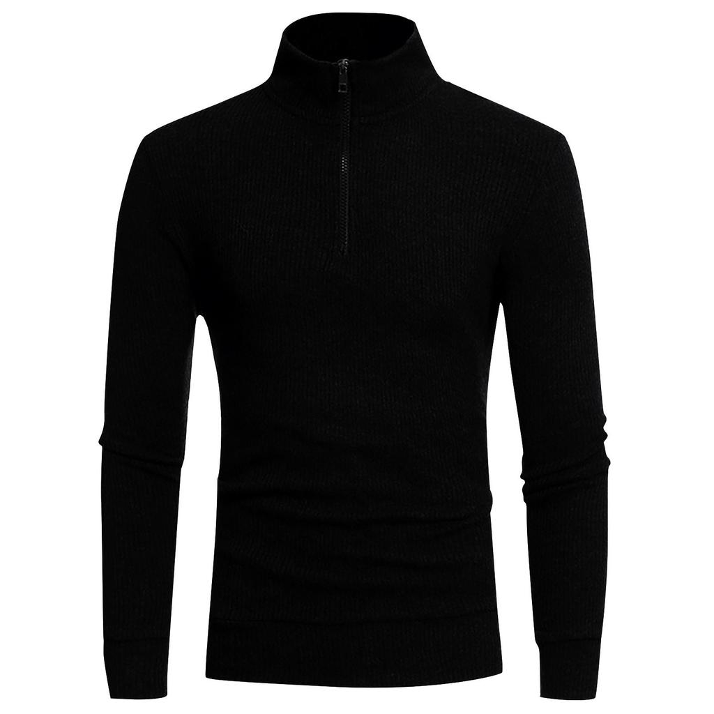 Мужской повседневный классический пуловер на молнии с высоким воротом, однотонный, тонкий, многоцветный