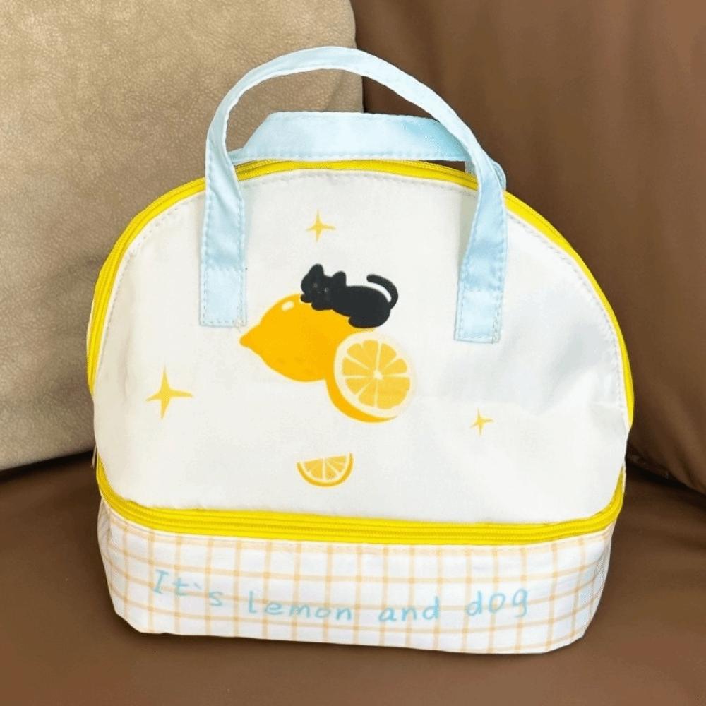 New Large Capacity Lunch Bag Double Layer Cat Insulated Lunch Box Cartoon Lunch Storage Bag Handbag