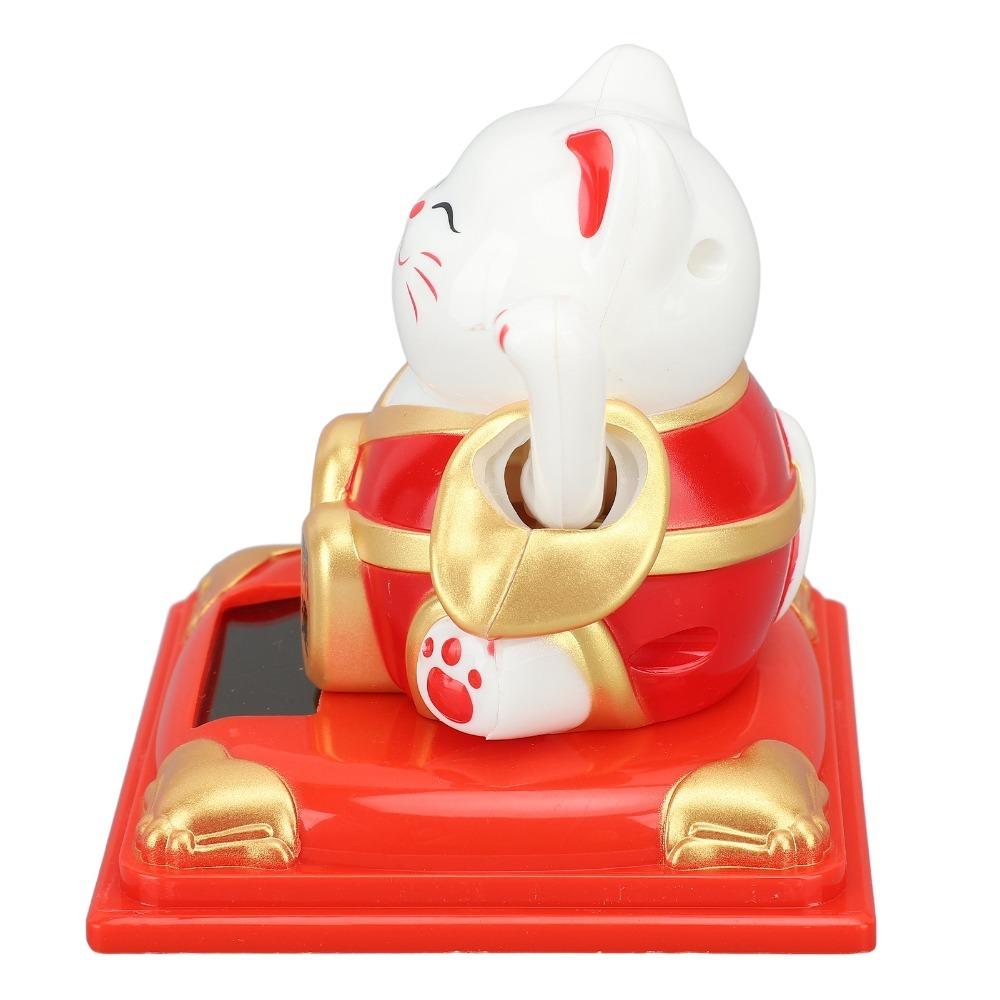 Plastic Mini Desktop Fortune Cat 3.19x3.86in Light Driven Cat Figurine Home Corner Ornament