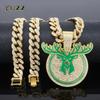 Hip Hop Deer Head Pendant Necklace,with 13mm Crystal Cuban Chain HipHop Iced Out Bling Necklaces Men Women Animal Amulet Jewelry