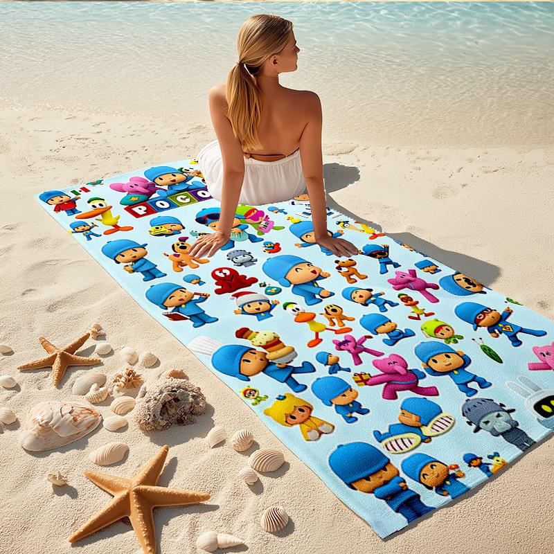 1Pc Pocoyo Adventure World Beach Towel, Quick Dry, Multi-Use for Beach Pool Gym Yoga Home Travel, Christmas, Halloween, Xmas Gift M928515