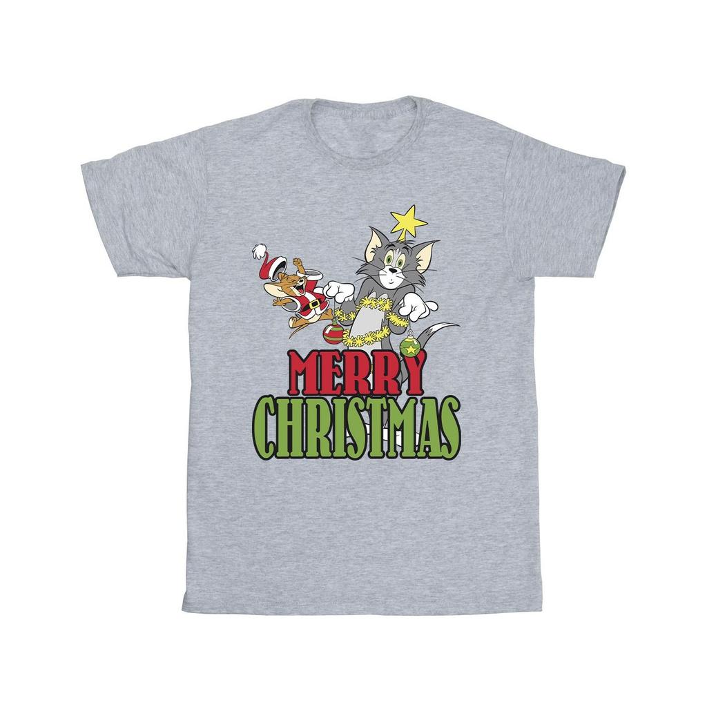 Tom And Jerry Mens Merry Christmas Baubles T-Shirt
