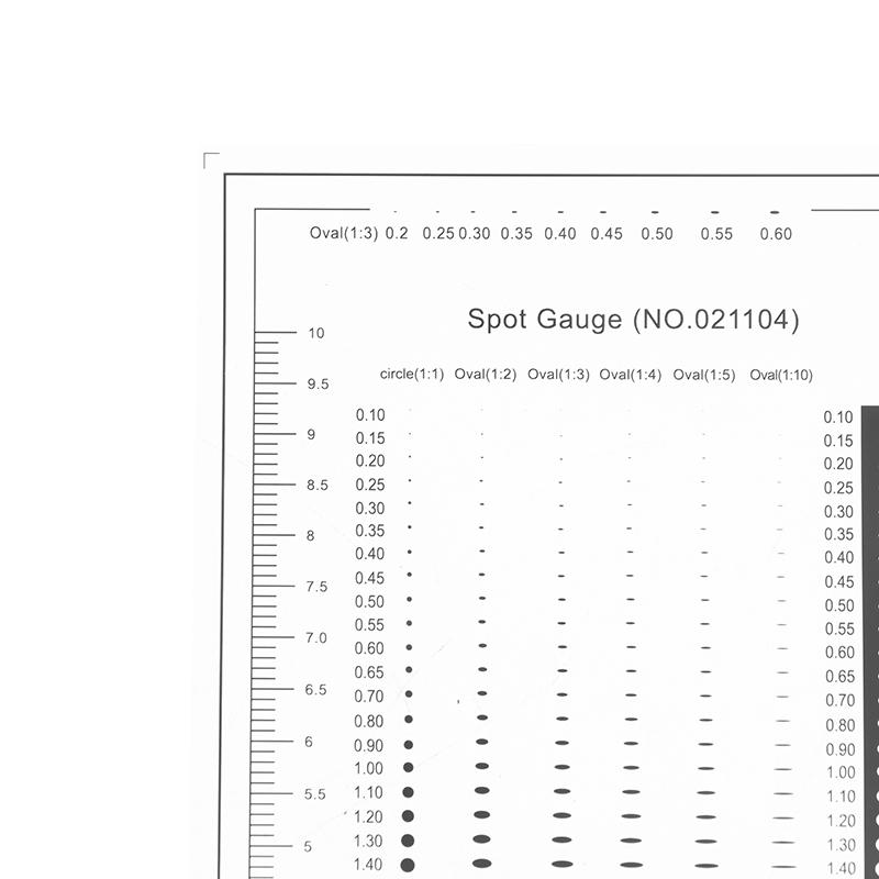 1/2 шт. Сравнительная карта для измерения пятен Линейка Точка Точка Линия Измеритель Поцарапанная область Круг Эллипс Диаметр Ширина Толщина Микрометр