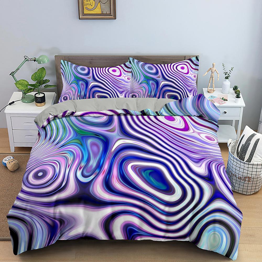 Комплект постельного белья Abstract Duvet Cover Set King Microfiber Blue Psychedelic Bedbling Set 2/3 Pieces Queen Size Warped Space Theme Twin Blanket