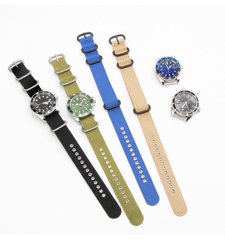 Vintage Military Green Nylon Watch Strap, 18/20/22/24mm