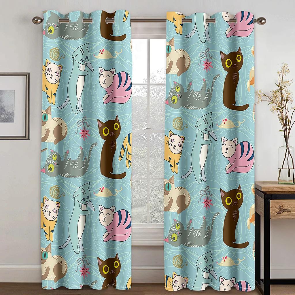 3D Современный милый мультяшный кот ребенок высокая затемняющая оконная штора разные стили мультяшного узора спальня гостиная затемняющая штора