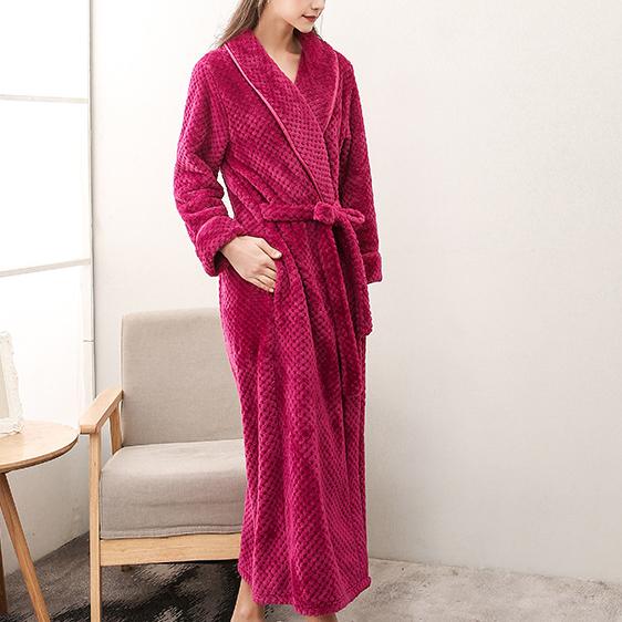Коралловый флисовый халат с длинным рукавом Домашняя одежда Плотный фланелевый парный халат Пижамы Серый Осень Зима Wam Свободная одежда для отдыха