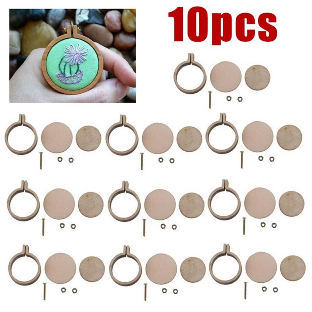 Round Cute Hand Crafts Wooden Embroidery Frame Cross Stitch Tools Hoop Ring Pendant