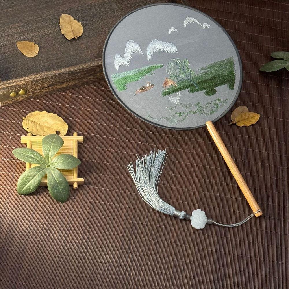 Ручной вышитый веер с подвеской Шелковый веер Пион Веер в китайском стиле Реквизит для фотосъемки