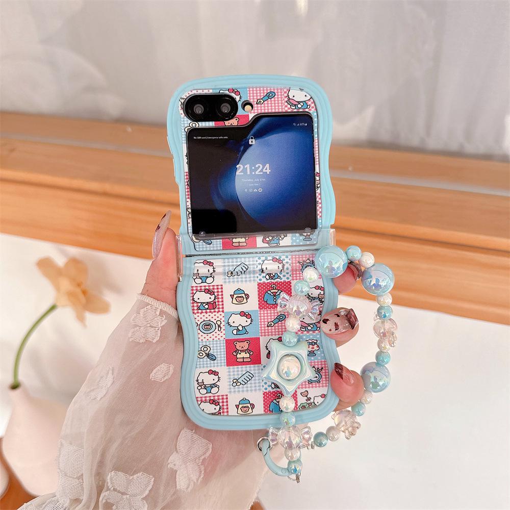 Защитный чехол Hello Kitty для серии Samsung Galaxy Z Flip с ремешком