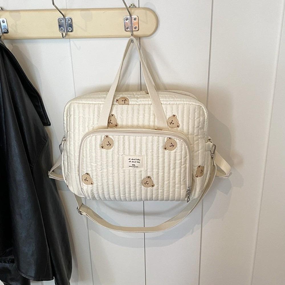 New Cute Bear Organizer Bag Embroidery Large Capacity Handbag Mommy Bag Maternity Pack Diaper