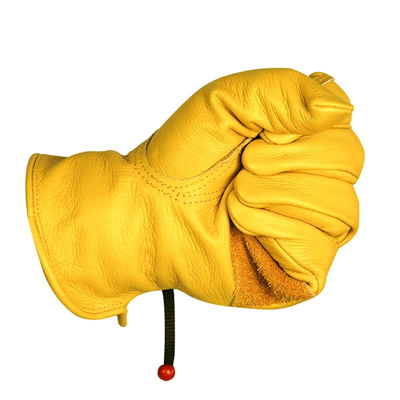 1 Pair Yellow Cowhide Heavy Duty Safety Protective Driver Working Welding Stretchable Mechanic Glove Leather Work Gloves For Men