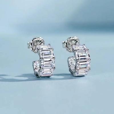 Серьги с бриллиантами матовой зеленой огранки 50 центов, бриллиантовое серебро, серьги из белого золота 18 карат, женские модные серьги для мужчин и женщин 