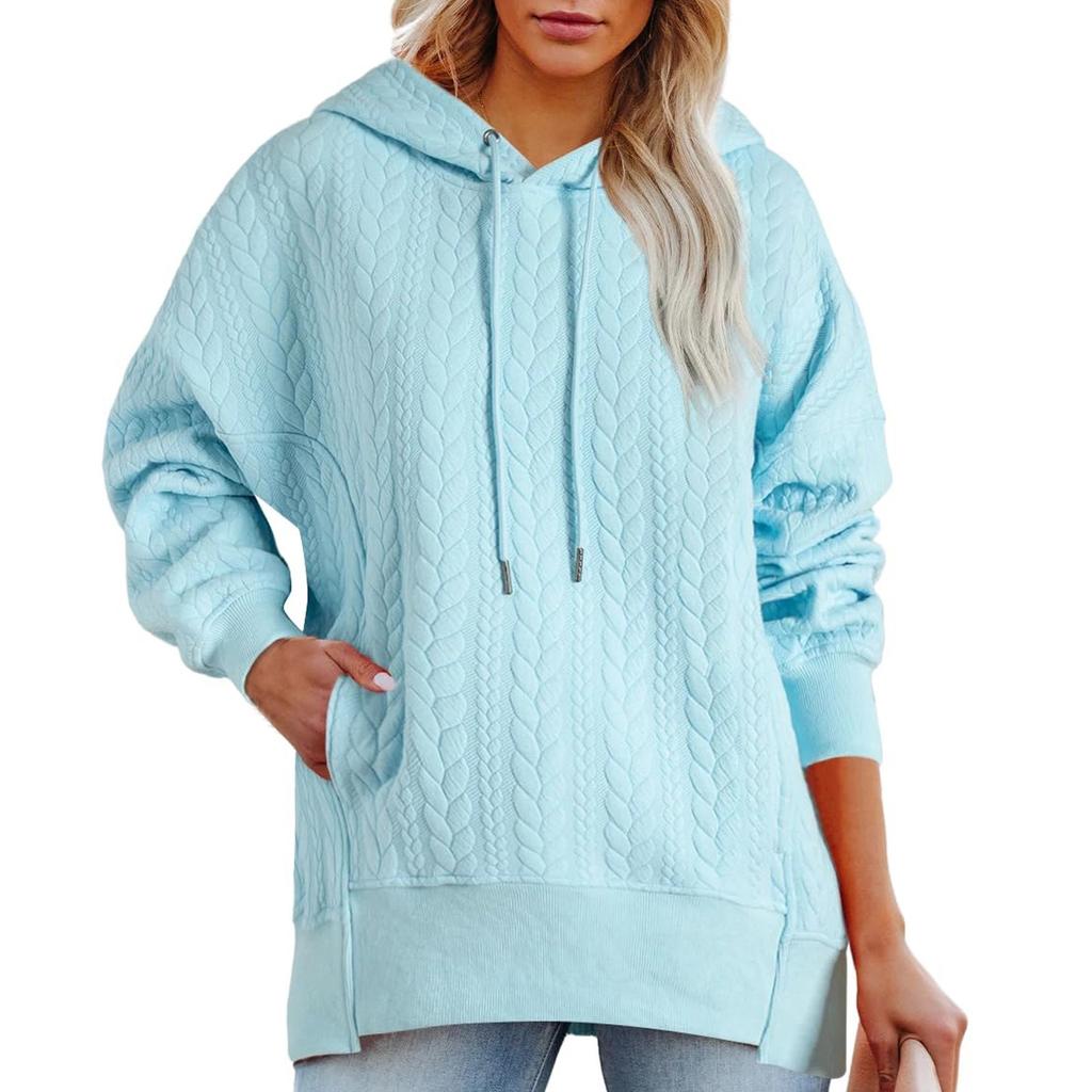 Женские толстовки большого размера с капюшоном, осень-зима, повседневные стеганые, с длинным рукавом, на шнурке, с капюшоном и карманами