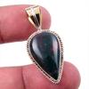 Natural Bloodstone Gemstone 925 Solid Sterling Silver TwoTone Pendant 1.50" A3F29