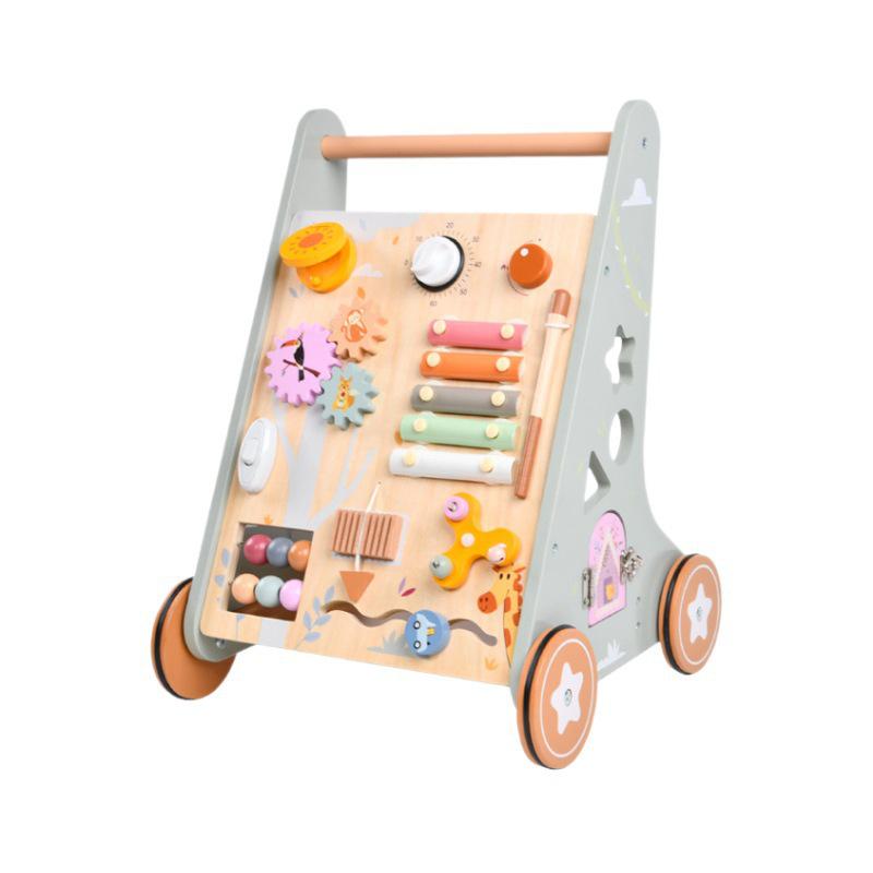 Children's Multifunctional Anti-Rollover Stroller Walker with Educational Toys