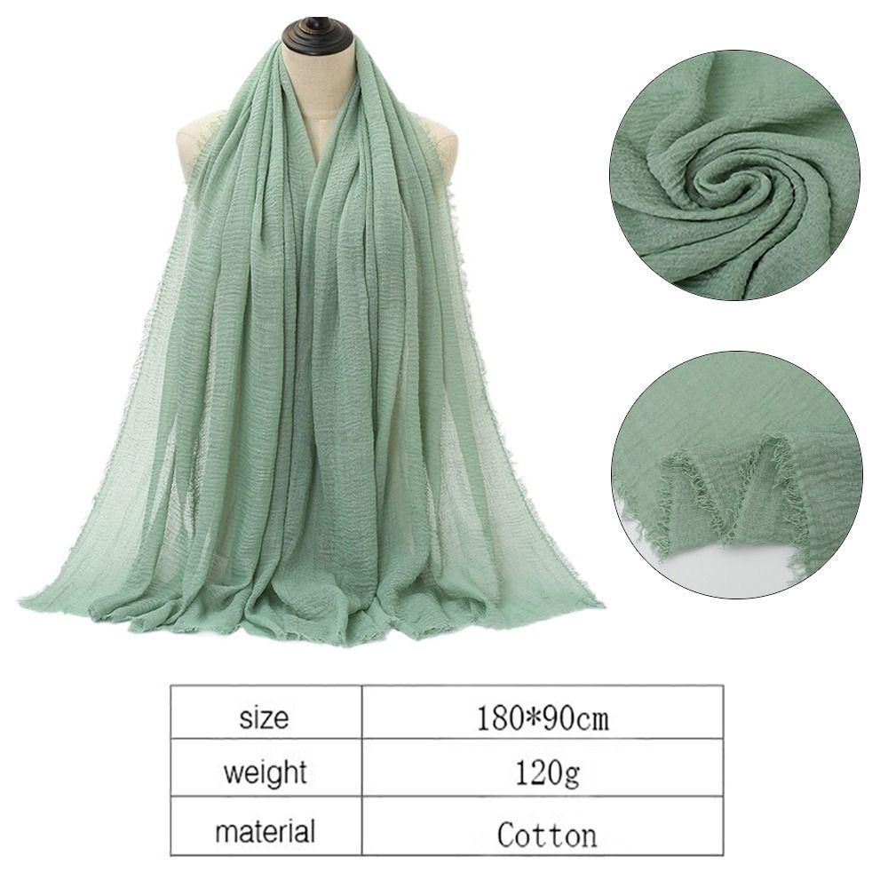 10 Colors Crinkle Hijab Scarf Cotton Linen Bubble Solid Turban Pleated Plain Hijab