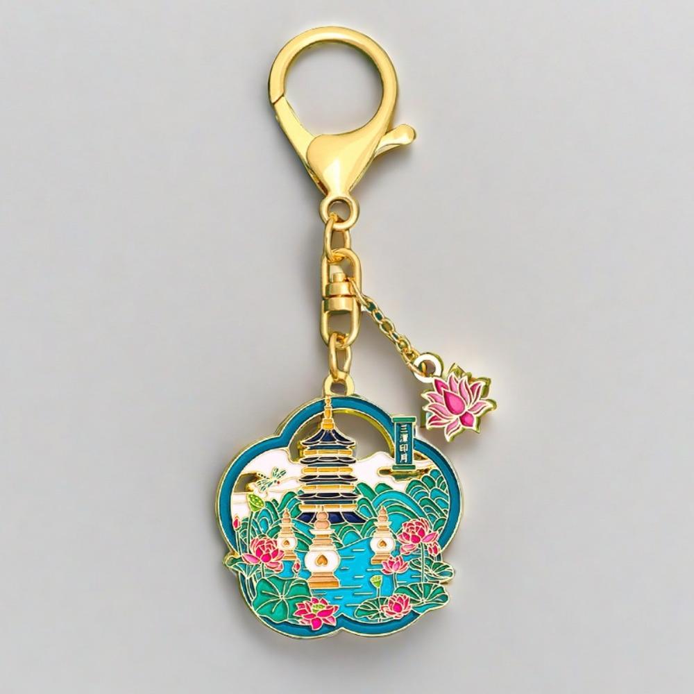 Metal Vintage Flower Pendant Exquisite Car Keyring Chinese Style Keychain  Backpack Decor