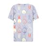 Women's Casual Print V-Neck Short Sleeve Decorative Button T-Shirt Top