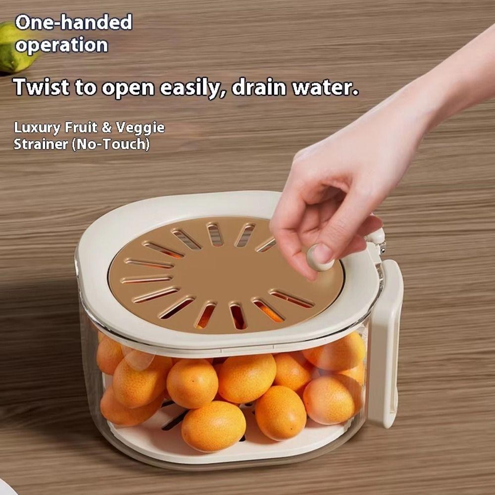 Splash-proof Fruit Cleaning Bowl Double Layer Fruit Drainer Container Refrigerator