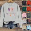 Women's Casual Loose Solid Color Easter Print Round Neck Long Sleeve Hoodie