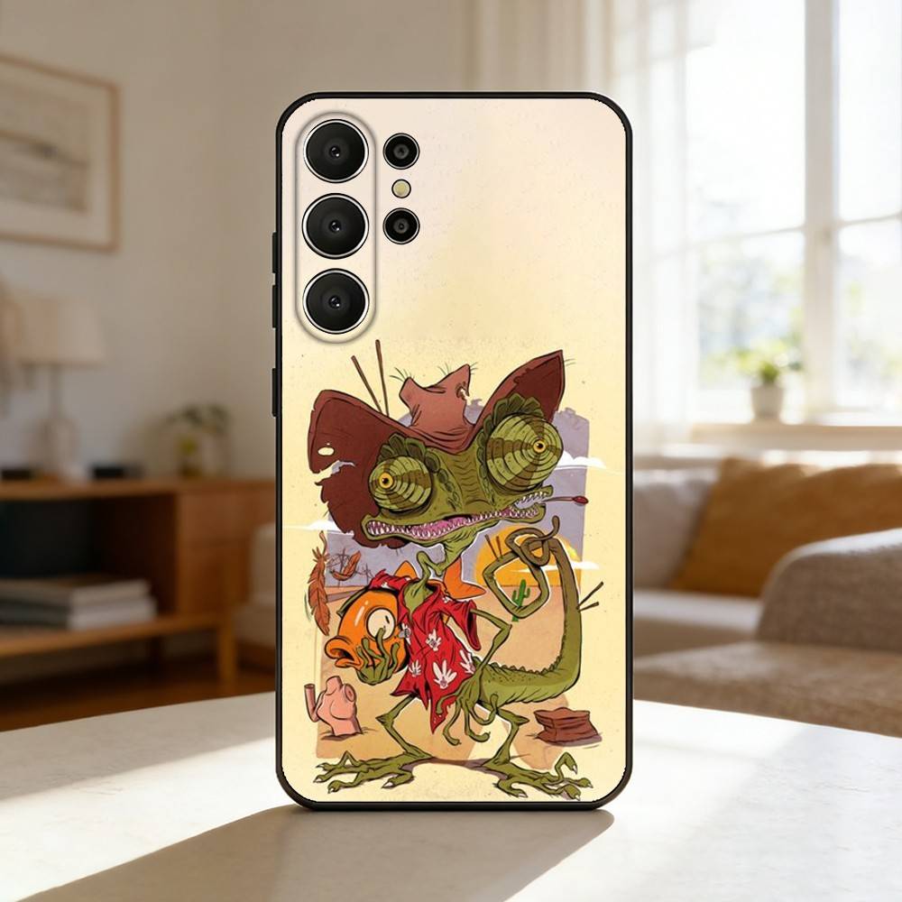 Cartoon R-RangoS Funny Phone Case For Samsung S26,S25,24,23,22,30,21,10,9,Ultra,Plus,Lite,FE Soft Black Case