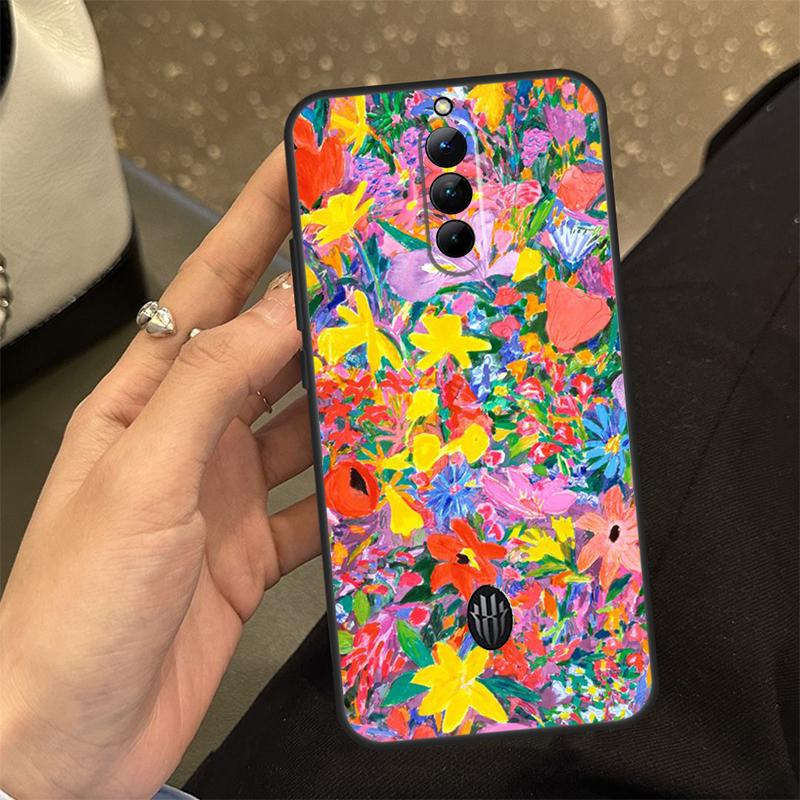 Яркий чехол-пенал с рисунком цветов для ZTE Nubia Red Magic 11 10 9 8 8S 9S 10S Pro Plus 6 7 6S 7S RedMagic 10 Air